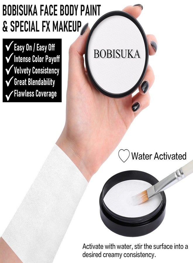 BOBISUKA Clown White Face Body Paint, Water-Based Face Painting Kit & Body Paints for Kids Adults Party, Facepaint for Halloween Goth Skeleton Mime Ghost SFX Makeup, Costume Cosplay Theater & Stage - Image 2